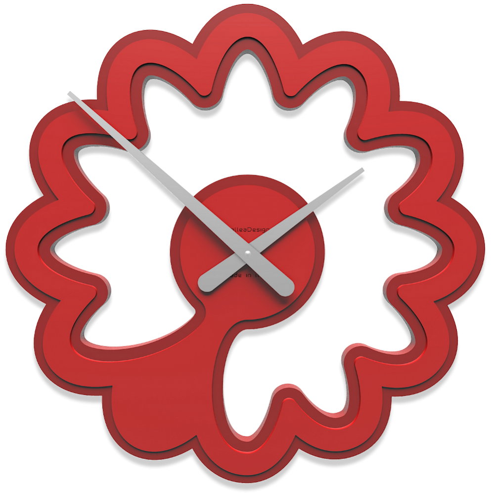 Orologio parete Ely colore rosso fuoco - fibra legno 45x45