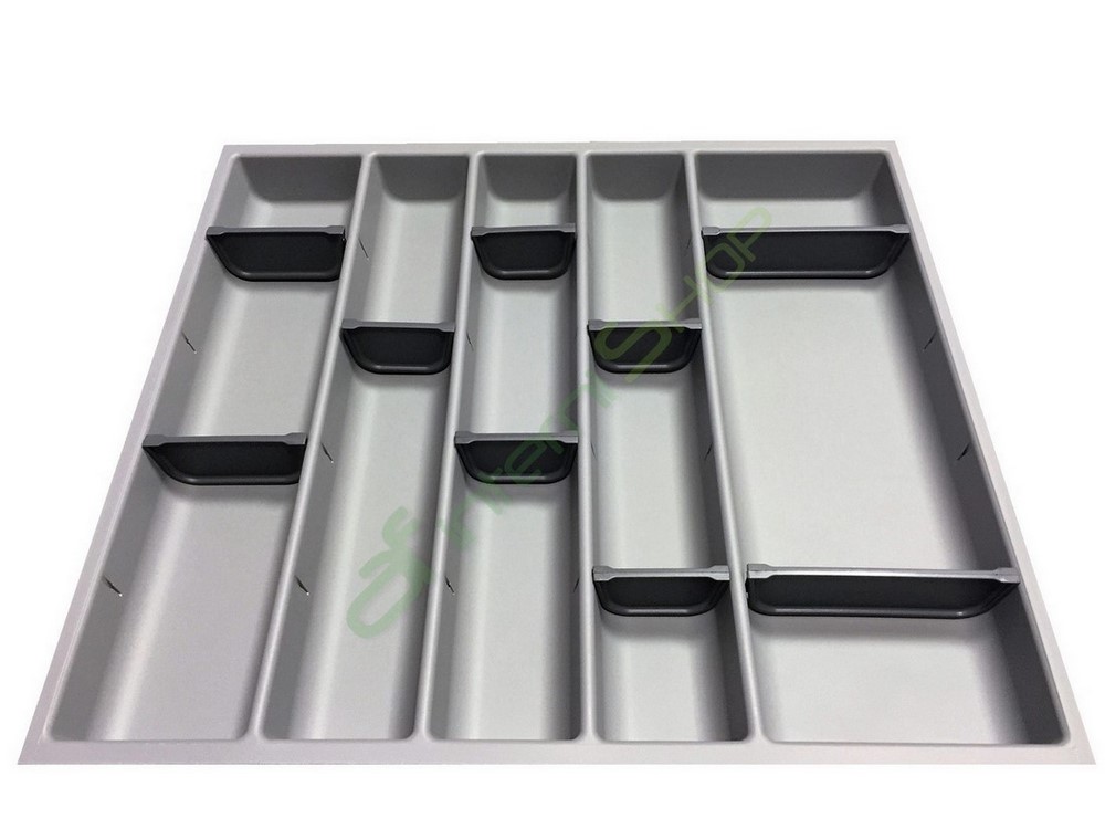 Portaposate Regolabile Per Cassetto In Plastica - Grigio - Dimensioni 31,5x23,5x6,3 Cm - Organizzatore Cucina