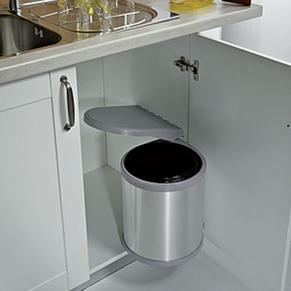 Pattumiera Sospesa Per Cucina 3L, Con Coperchio Flip-Top, Salvaspazio Per Anta Armadio O Parete, Senza Perforazioni