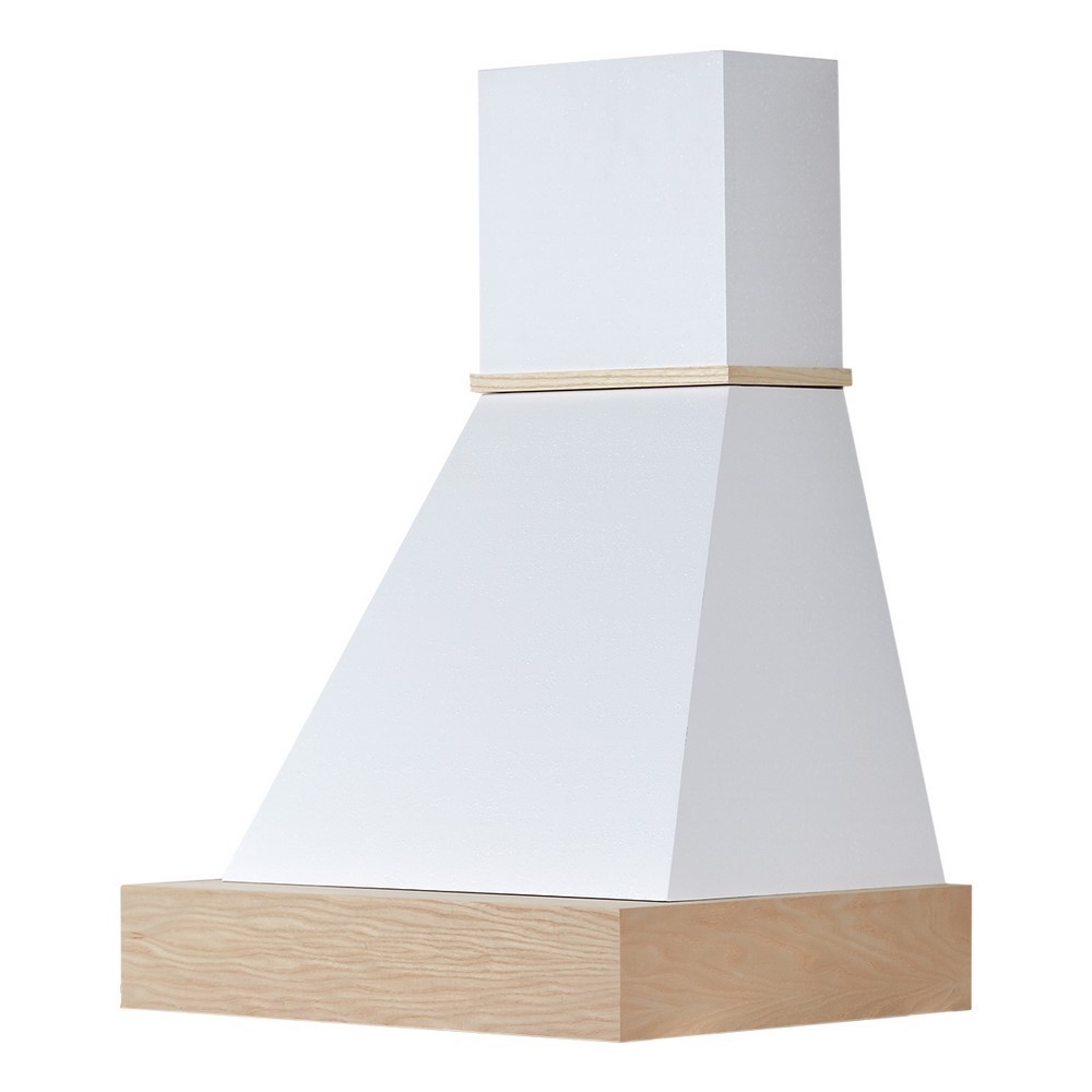Cappa cucina parete QUADRA 60 legno Frassino grezzo cono bianco, con motore