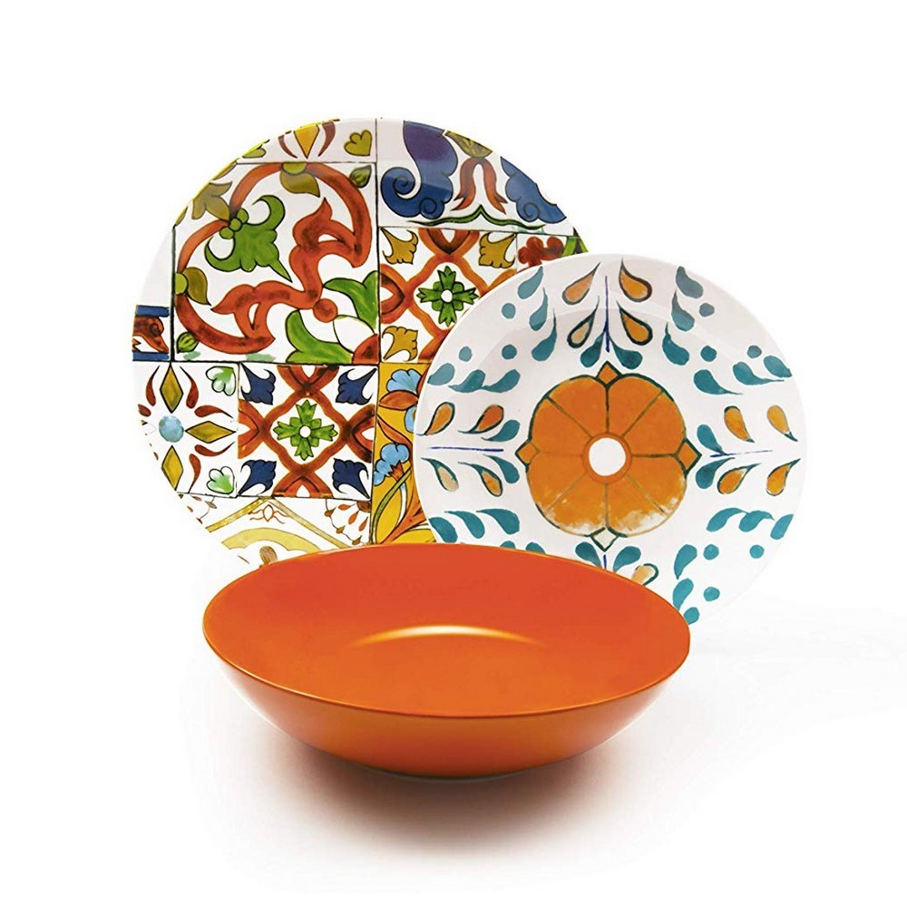 Serving porcelain dishes decorated EMILY18 pieces Excelsa