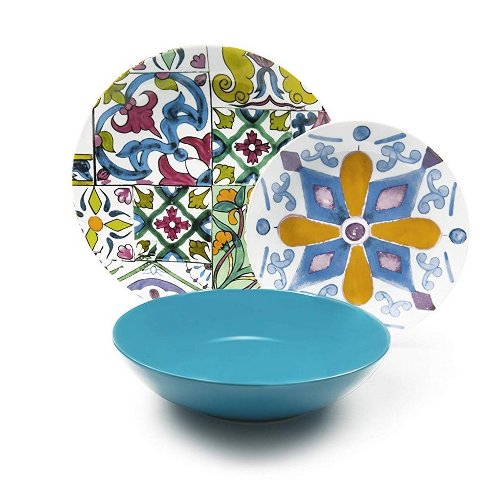 Serving porcelain dishes decorated EMILY18 pieces Excelsa