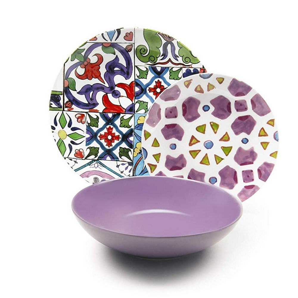 Serving porcelain dishes decorated EMILY18 pieces Excelsa