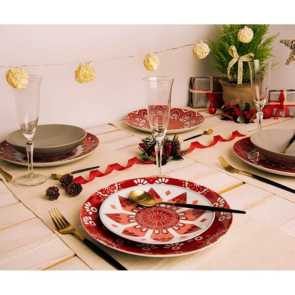 Servizio Posate 24 Pezzi Per 6 Persone Excelsa Mandala Etno - Acciaio Inox Con Manico Colorato