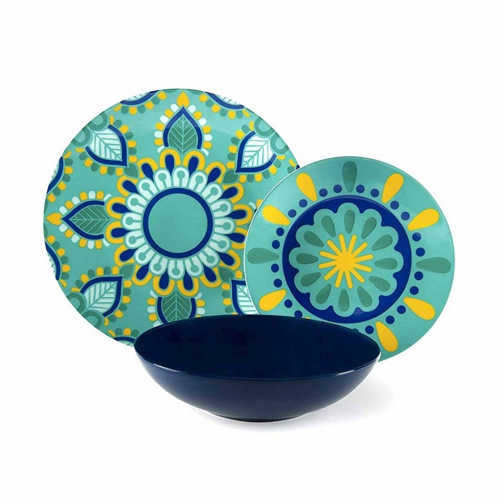 Acquista online Service de table méditerranéen Mandala, porcelaine, multicolore, 18 unités Excelsa