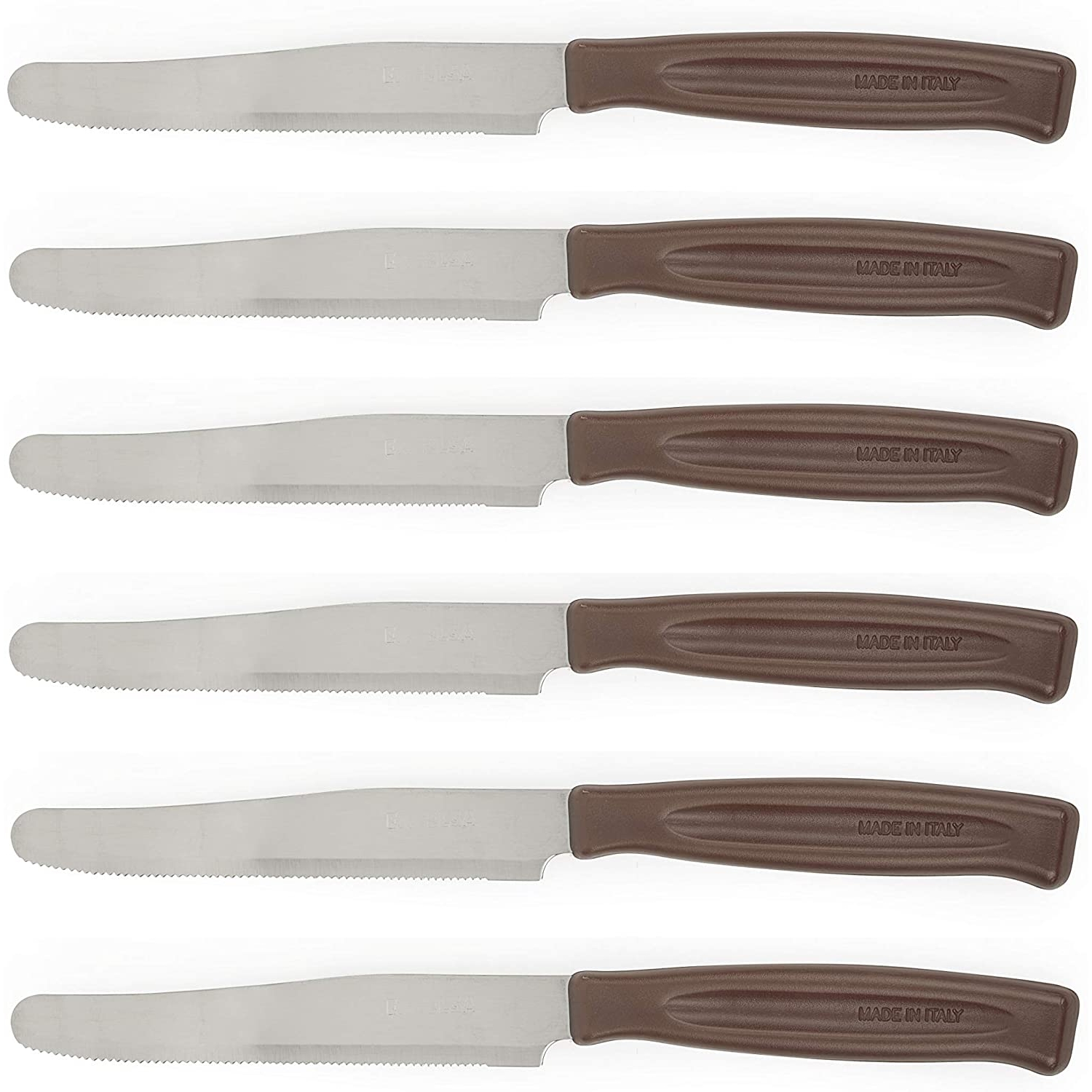 Excelsa Rainbow set 6 coltelli da tavola seghettati acciaio inox, grigio  Cod.62561 - Casalinghi Posate Coltelli Excelsa - Af Interni Shop
