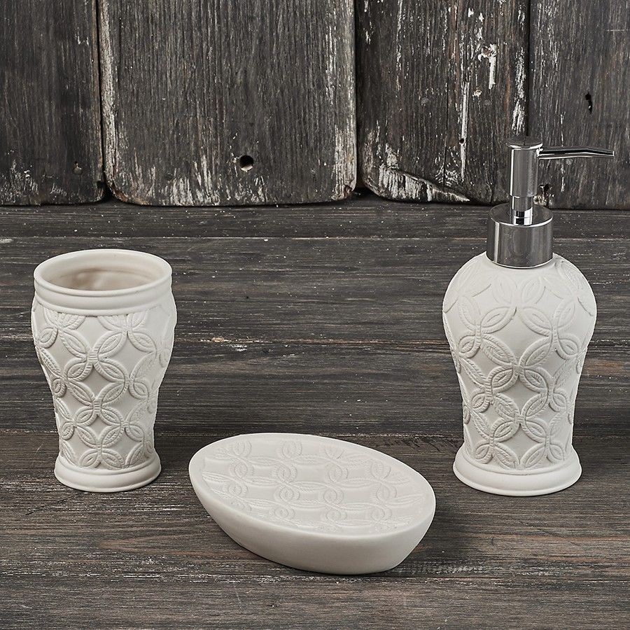 Henriette Set bagno porcellana bianca 3 pz. Linea Petali Henriette