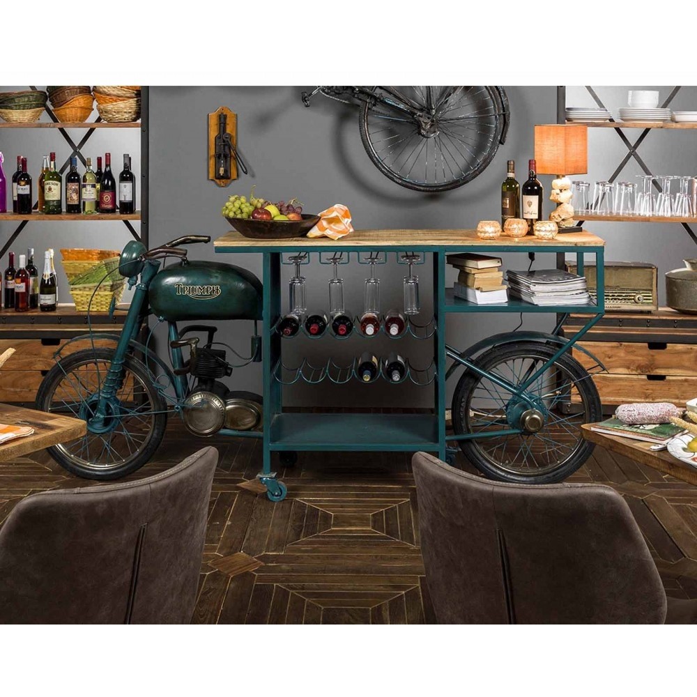 Triumph Moto bar cabinet in dark green Agora'