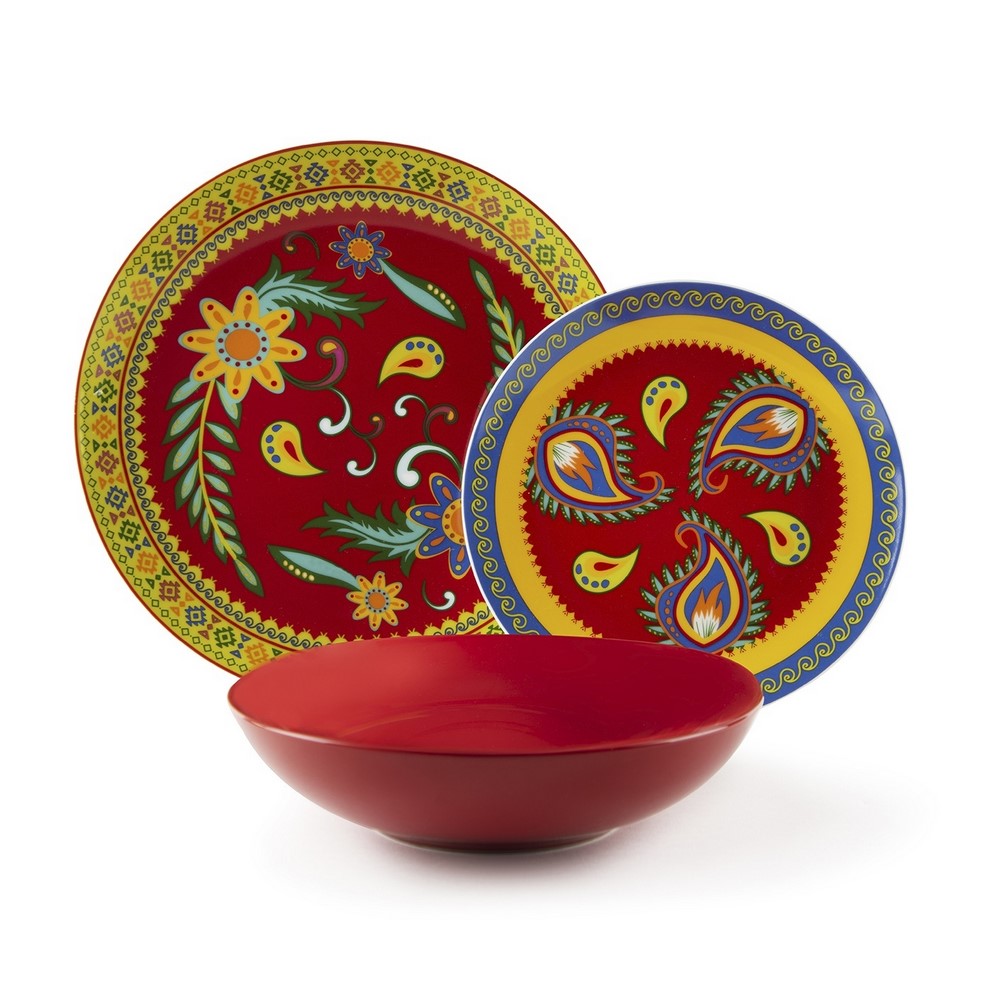 Gipsy Soul Table Set, Porcelain, Multicolored, 18 Units Excelsa