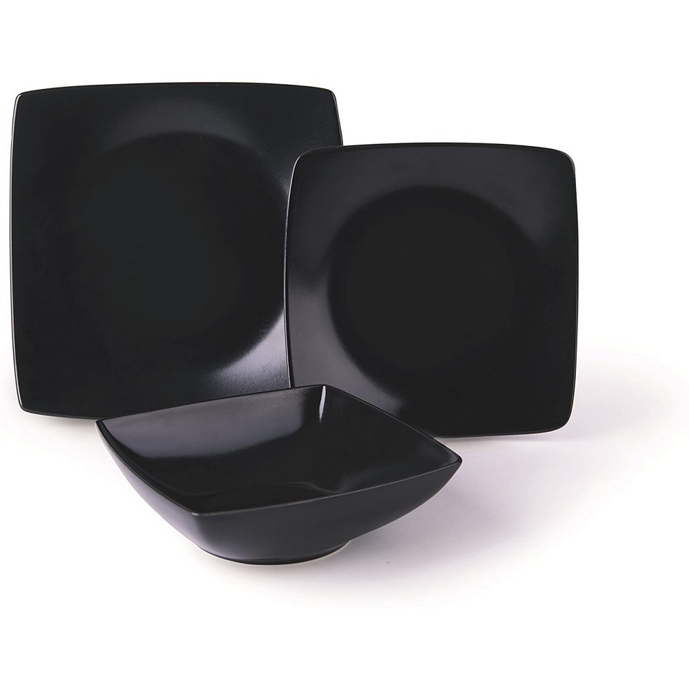 Ensemble de 18 assiettes en céramique noire et blanche ECLIPSE Excelsa