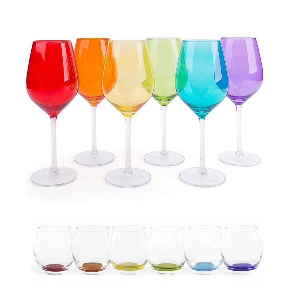 Set 12 bicchieri multicolor , calici & bicchiere acqua vetro