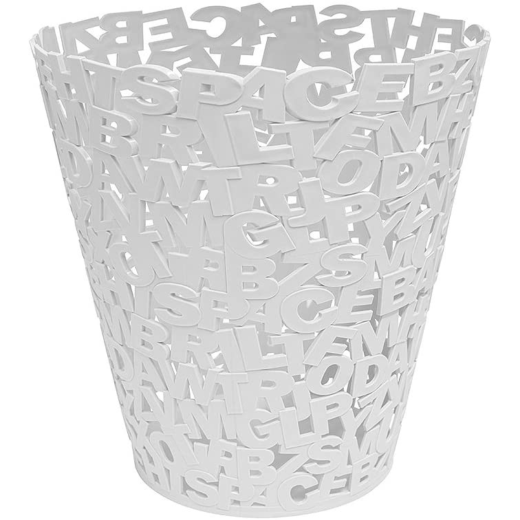 Cestino Porta Rifiuti In Plastica 12 Litri – Piccolo Secchio Per Ufficio, Camera Da Letto O Bagno, Colore Bianco Con Maniglia Integrata