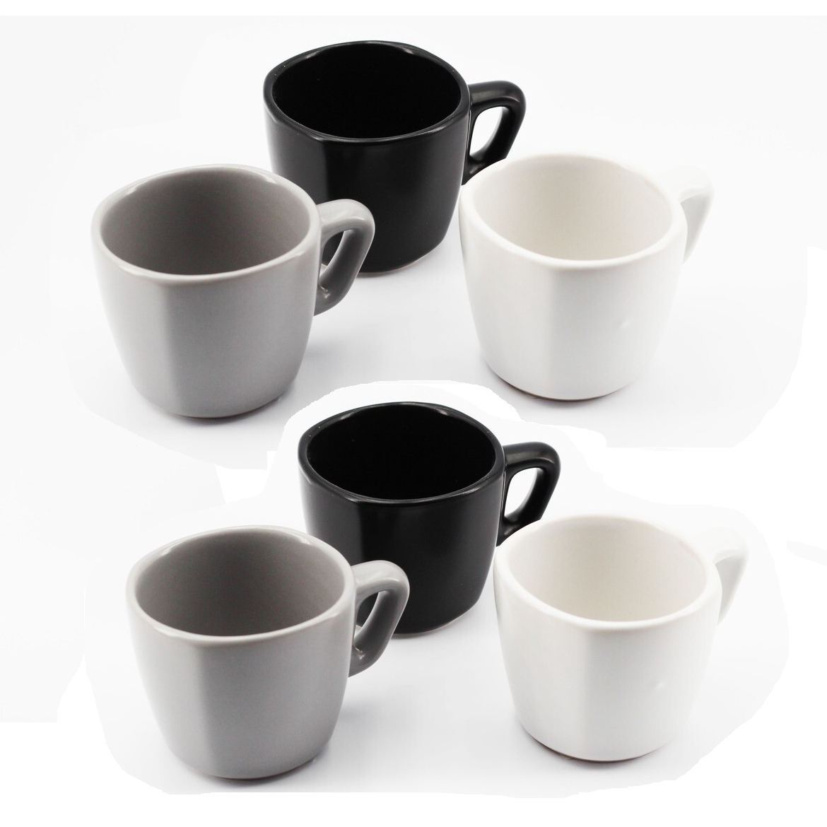 Tazzine caffe' Eclipse bianco nero grigio ml.70 ceramica set 6 pezzi -  Excelsa - Af Interni Shop