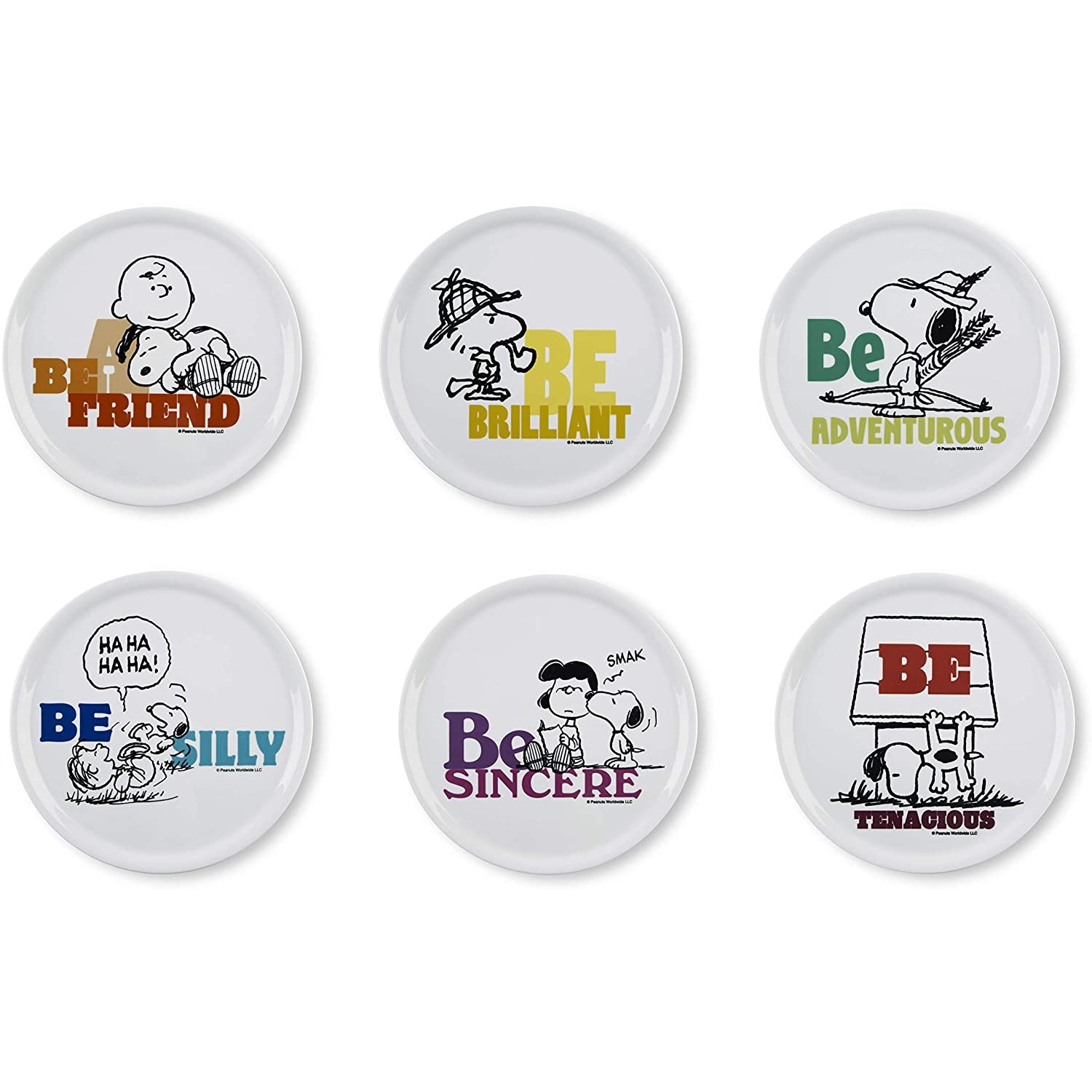 Excelsa Set 6 Bicchieri In Vetro Con Decoro Peanuts – Capacità 250 Ml, Altezza 8,5 Cm, Lavabili In Lavastoviglie, Perfetti Per Acqua E Tavola Allegra