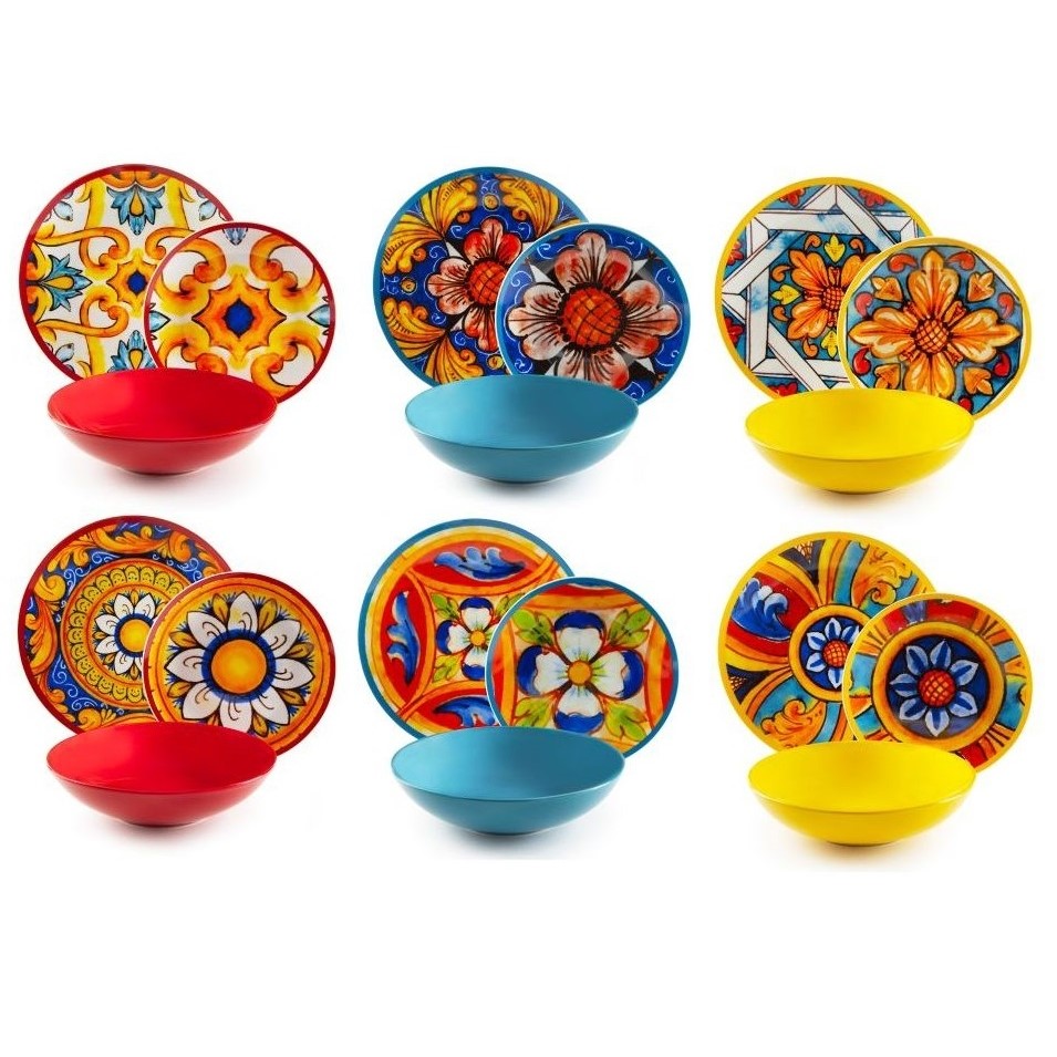 Acquista online Service d'assiettes en porcelaine décorée CAMASTRA & TRINACRIA 36 pièces Excelsa