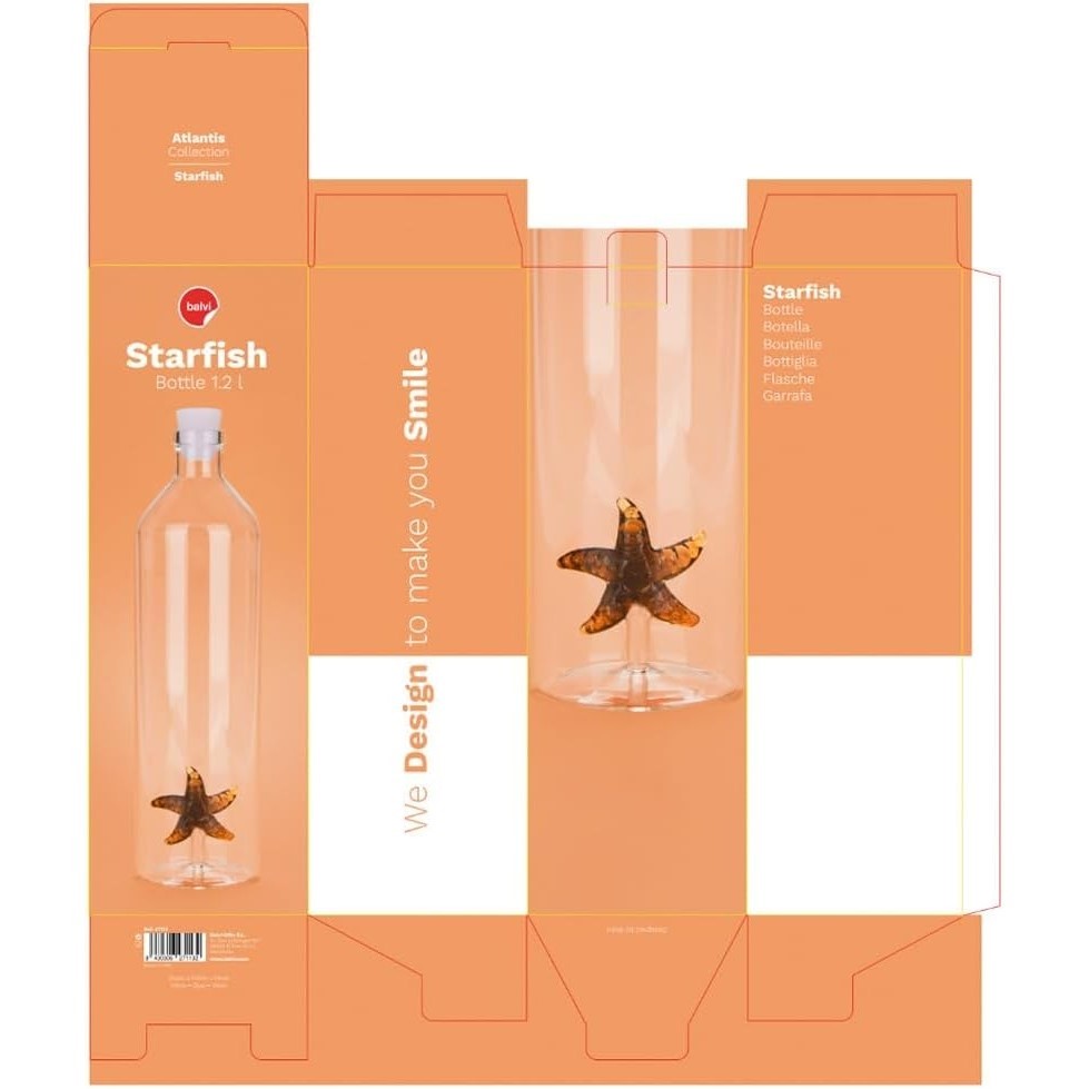 Balvi Bouteille d'eau en verre borosilicaté Starfish L. 1,2 code 27113 Balvi