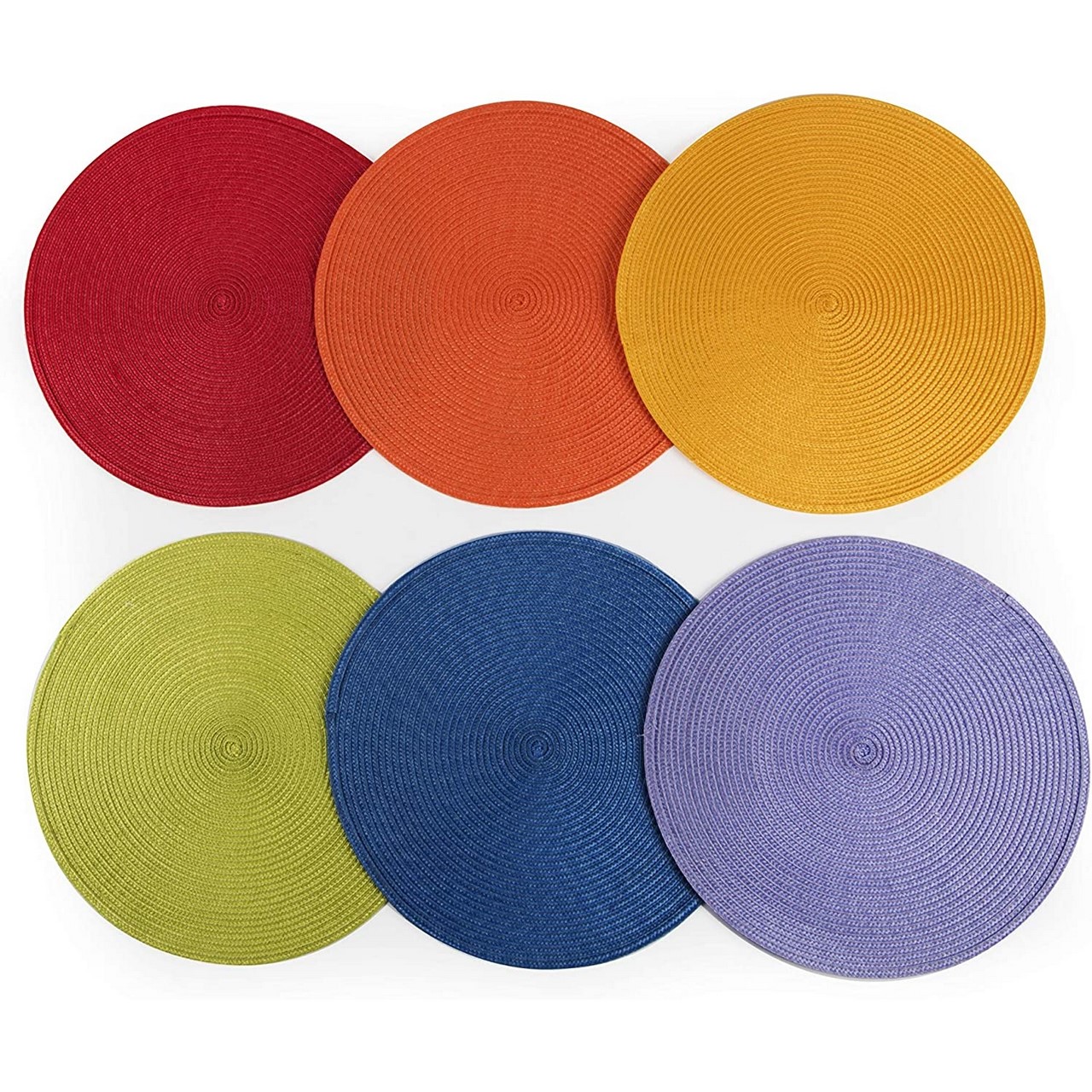 Set di 6 tovagliette rotonde intrecciate, 30 cm, in tessuto naturale