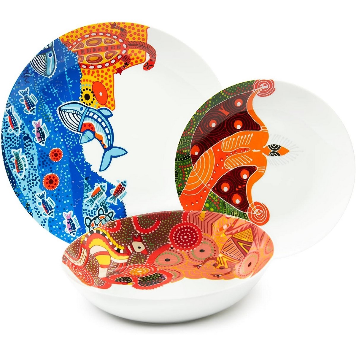 Excelsa Australian decorated porcelain plate set 18 pieces cod. 65807