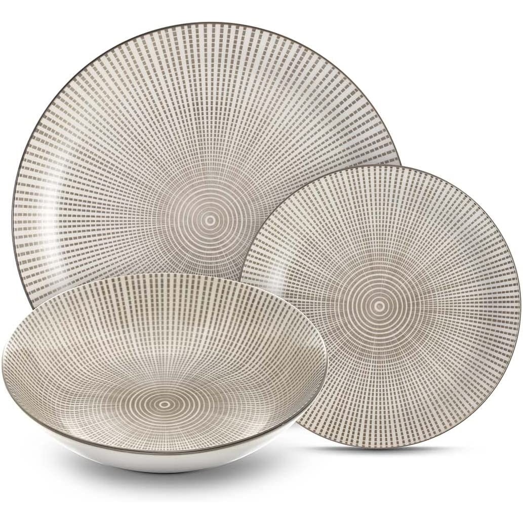 Servizio Piatti Kaleidos MIX&MATCH MITIKA 18 Pezzi – 6 Piatti Piani, 6 Fondi, 6 Da Frutta, Porcellana Resistente, Lavastoviglie