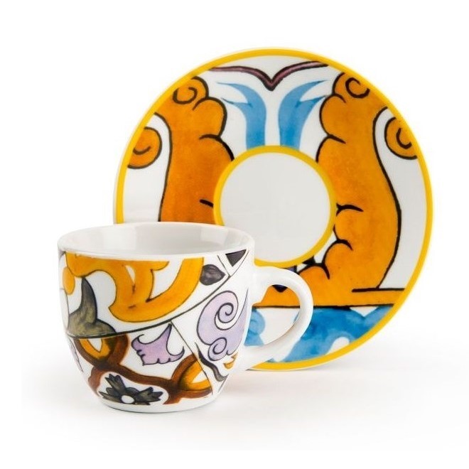 Acquista online Coffee cups with saucers, Lisbon series, 6 pieces set, multicolored code 62715 Excelsa