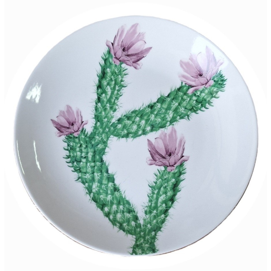 Dinner plate Color cactus  decorated porcelain 1 piece