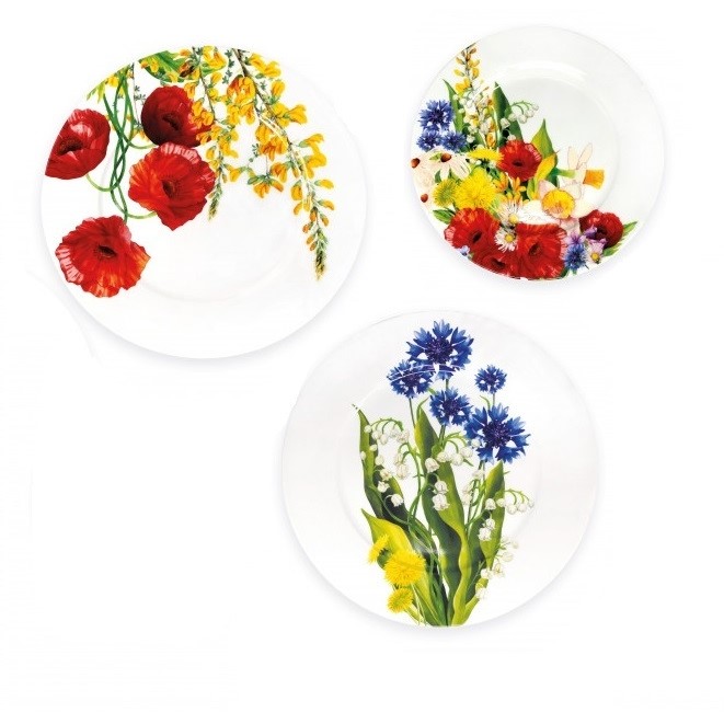 Servizio Da Tavola Brandani Fiori Di Campo - 18 Pezzi In Porcellana, Design Elegante | Lavabile In Lavastoviglie - Foto 2