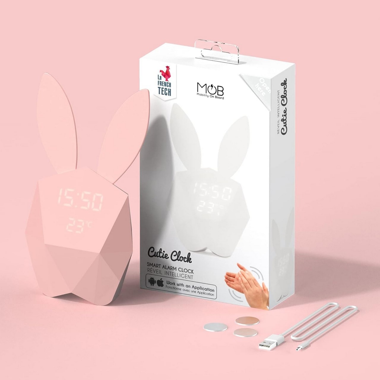 MOB lamp Cutie Clock alarm clock with motion sensor Pink GO BIG