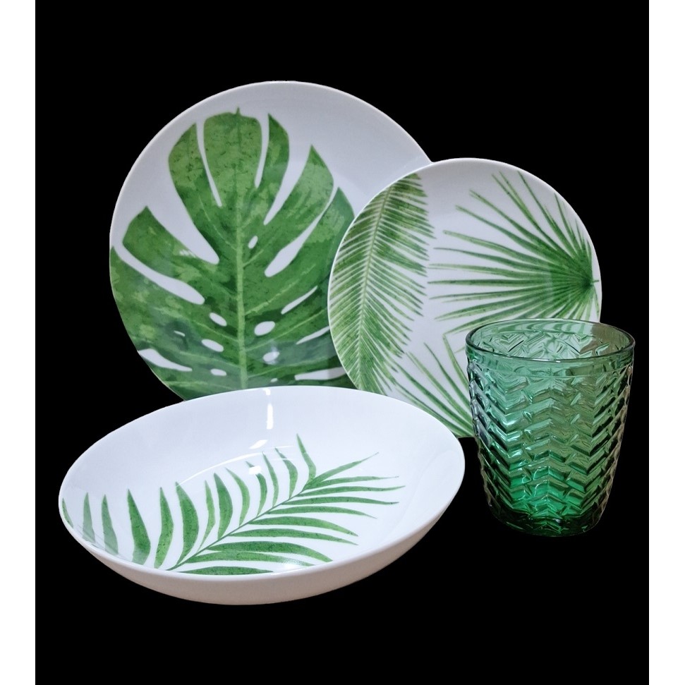 Excelsa Foliage dinner set 24 pieces with glasses Excelsa