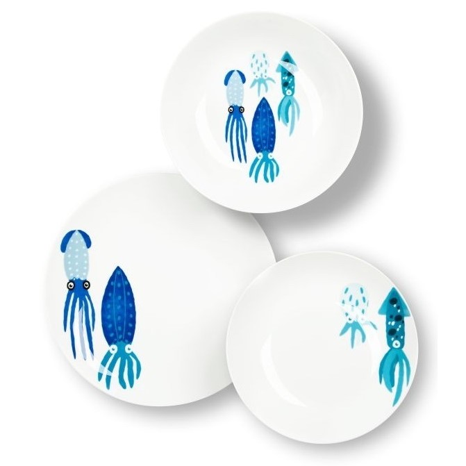 Acquista online Excelsa Squid decorated porcelain plate set 12 pieces code 66868 Excelsa