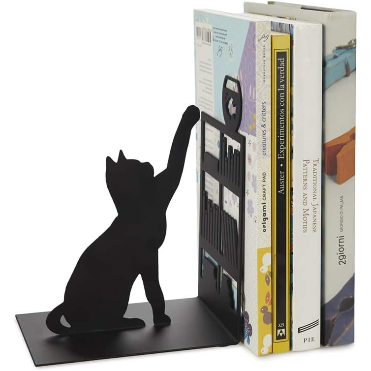 Balvi Fishing cat bookend in black metal code 27474 Balvi