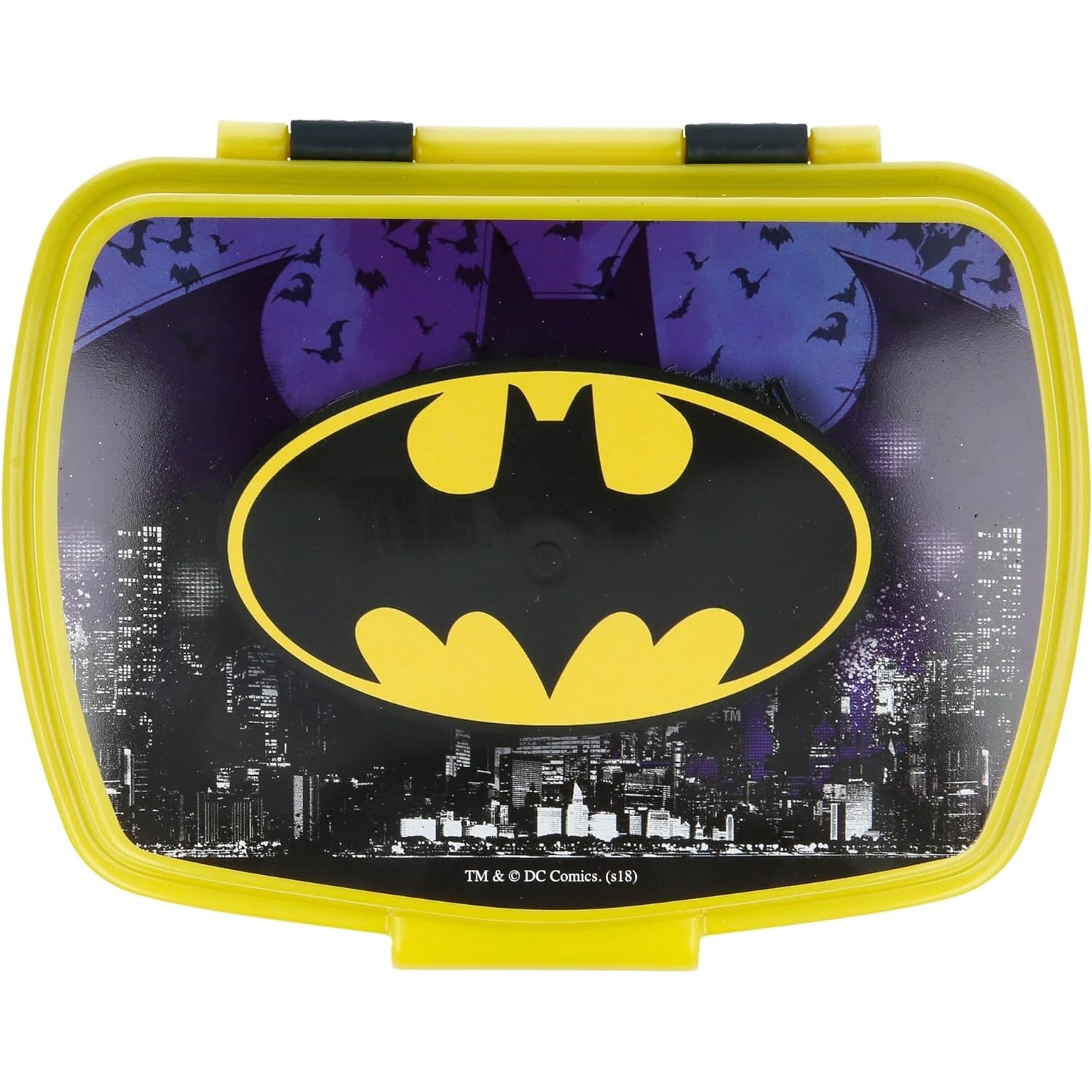 AF Batman Lunchbox snack holder, black/yellow polypropylene 17x14 x 5.6h cm Af Interni