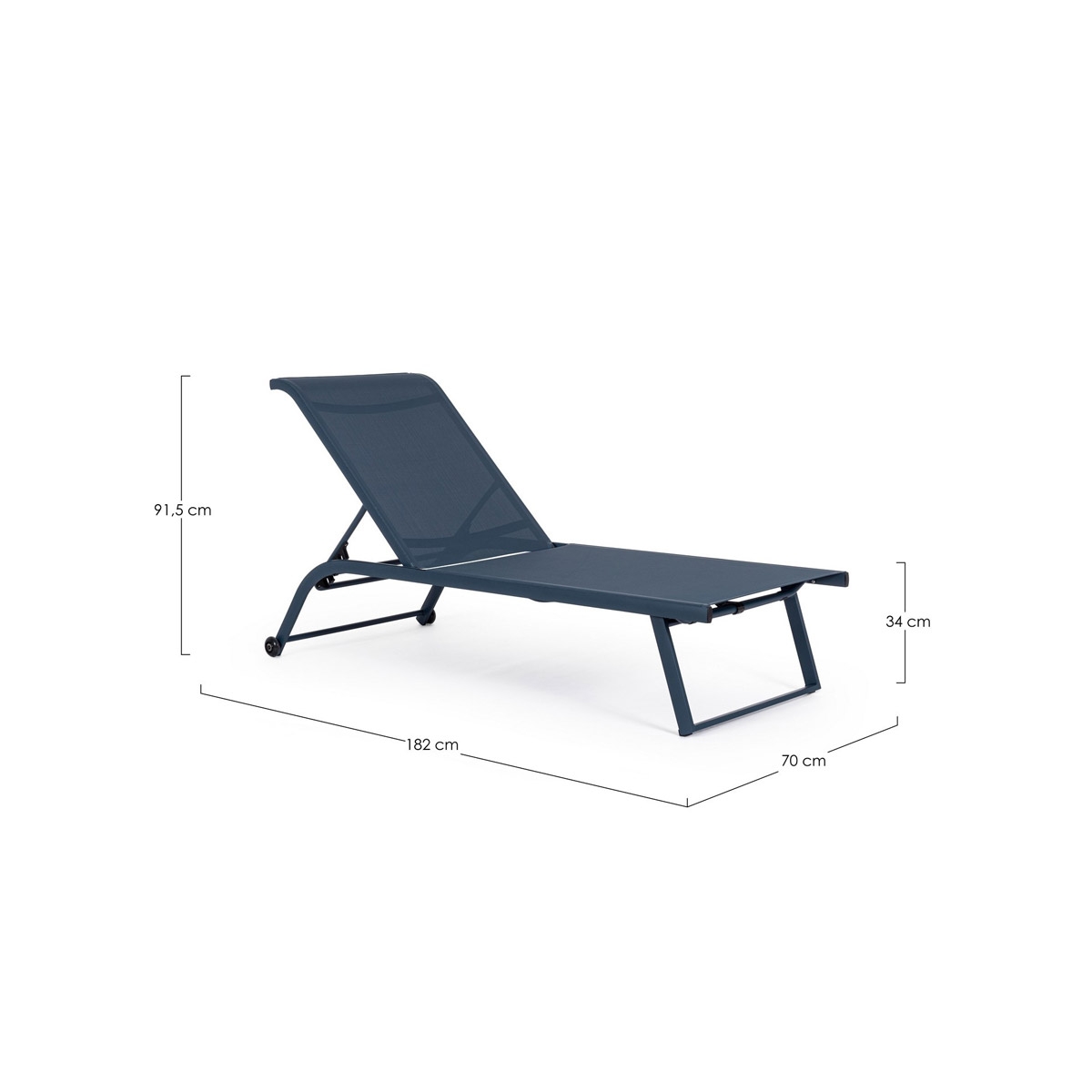 Coppia di lettini prendisole con ruote, modello Taylor Navy (2pz) Bizzotto