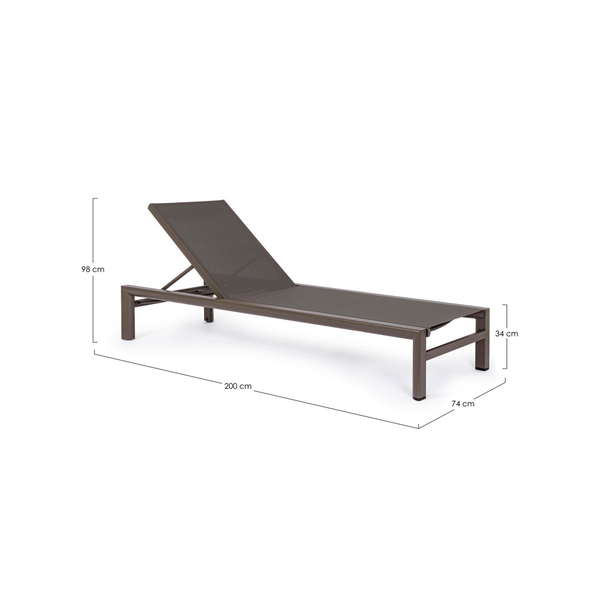 Lettino prendisole Skipper New con ruote, colore Coffee Bizzotto