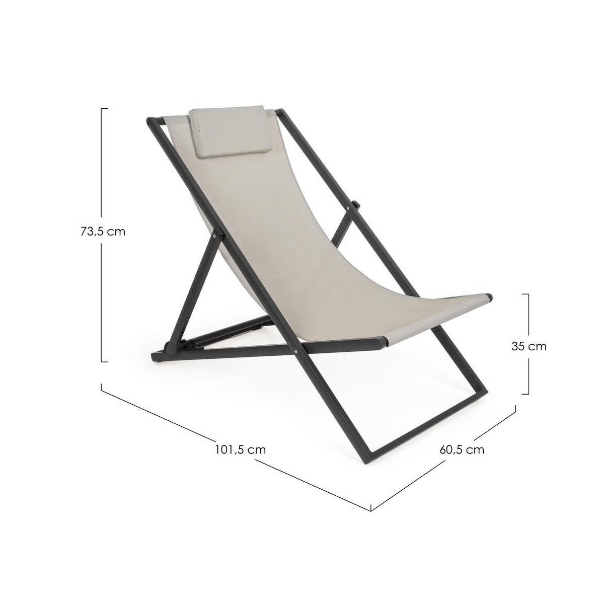 Acquista online Quattro sdraio Taylor Grigio Scuro da giardino (4pz) Bizzotto