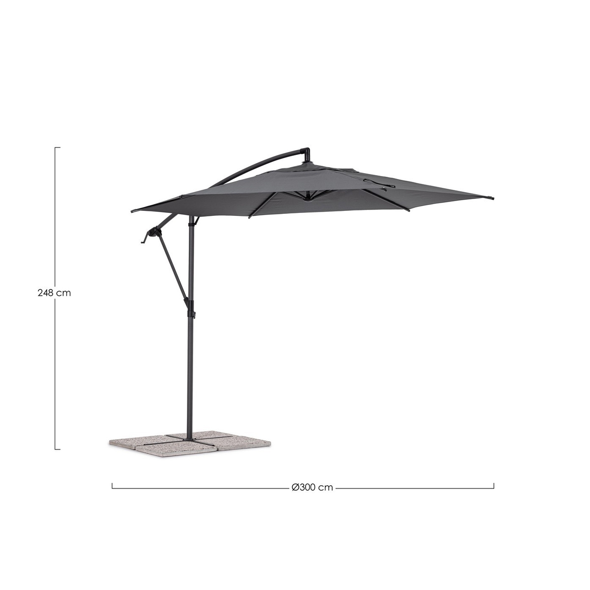 Ombrellone Braccio Tropea 3m Grigio Scuro Bizzotto