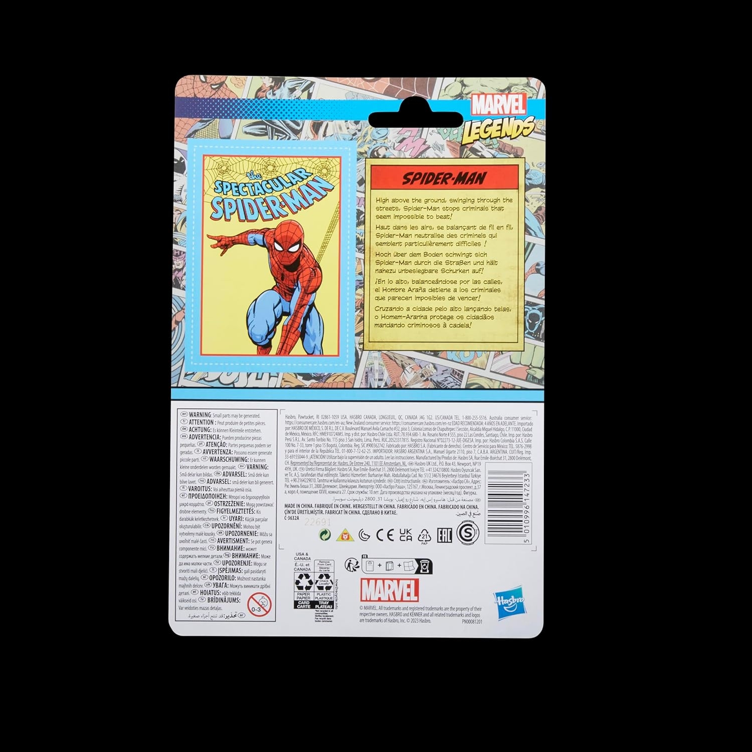 Marvel Spiderman  Hasbro Legends Series, Retro 375 Collection, 9.5 cm action figure Af Interni