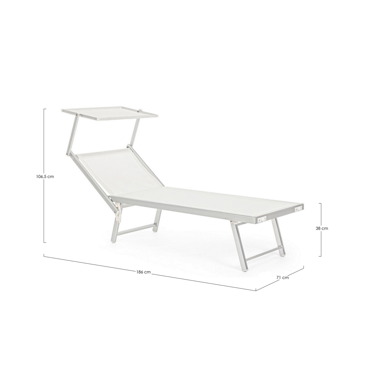 Acquista online Coppia Lettino prendisole Cross Bianco con Tettuccio (2pz) Bizzotto