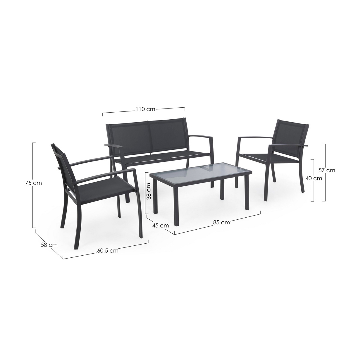 Set Salotto - Modello Peder Antracite Bizzotto