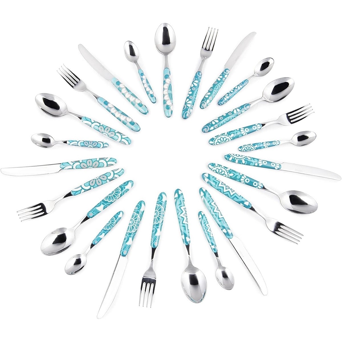 Ménagère 24 pièces Mandala en acier inoxydable, haute épaisseur multicolore Excelsa