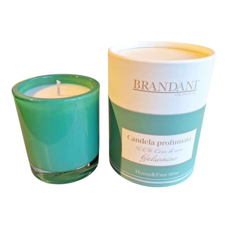 Brandani scented candle jasmine essence green glass cod.51350 Brandani