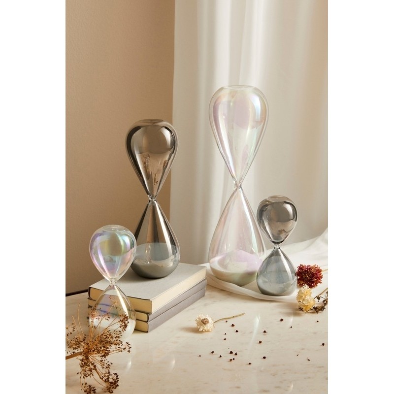 Bizzotto Hourglass Kronos transparent pearl white h.39.7 cm Bizzotto