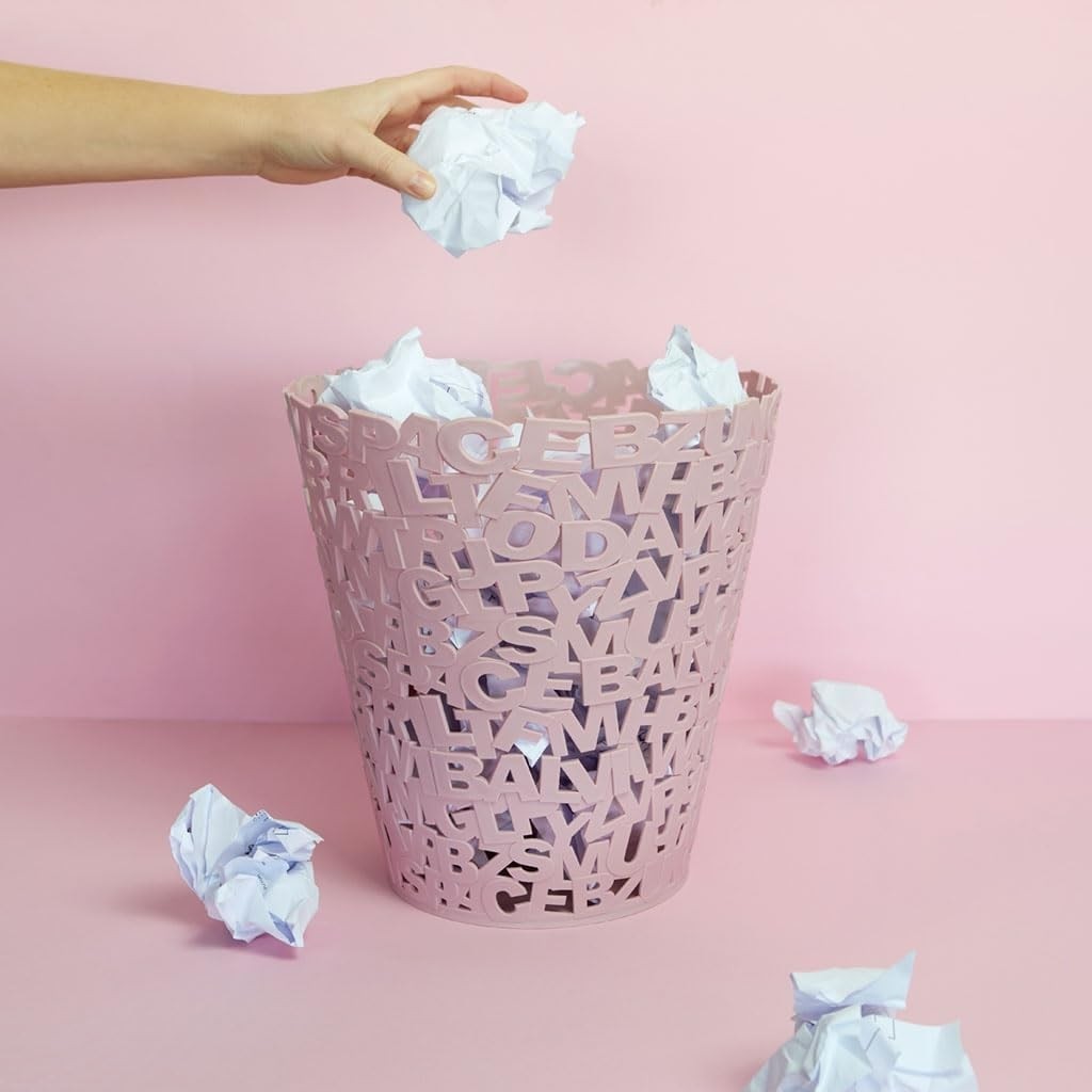 Balvi Poubelle en papier Lettre plastique pink Balvi