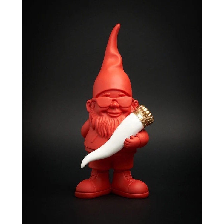 Nain de jardin rouge Blogo design en polyrésine h.29 cm - Lucky red Blogo design