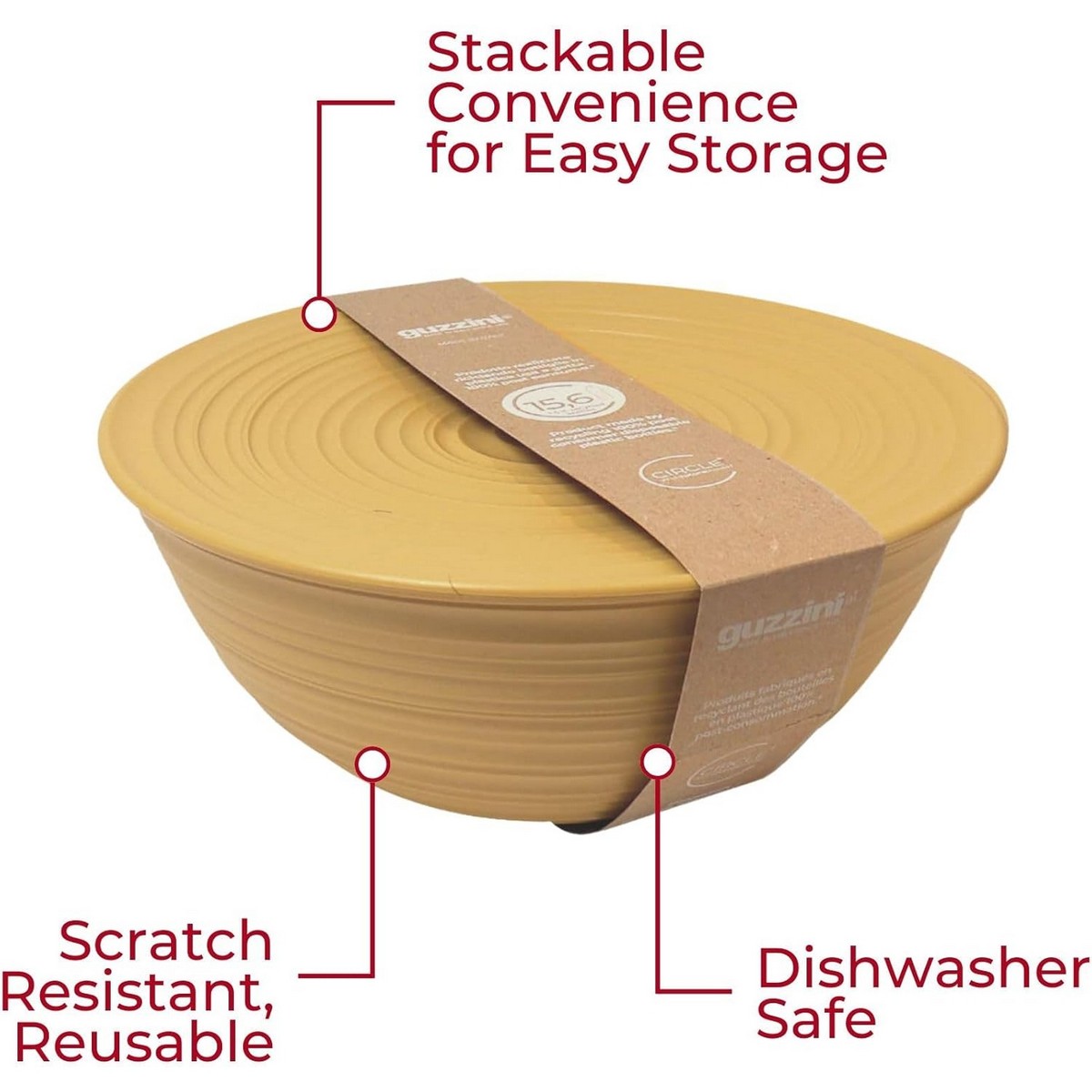 Guzzini Tierra Container with lid mustard yellow Ø 30x13 cm cod.175001206 Guzzini